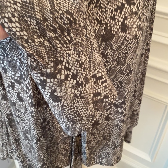 Free People Snake Print Tie Neck Blouse - Picture 4 of 8